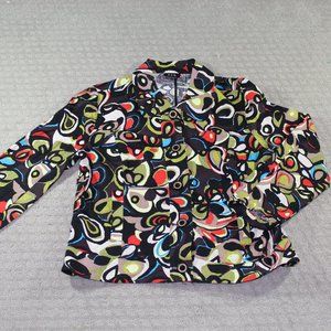 RQT Size Large Colorful Vintage Linen Rayon Blend Jacket